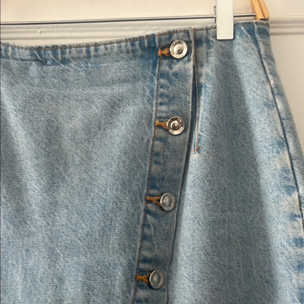 Blue Wrap Skirt with Slit for Casual Wear